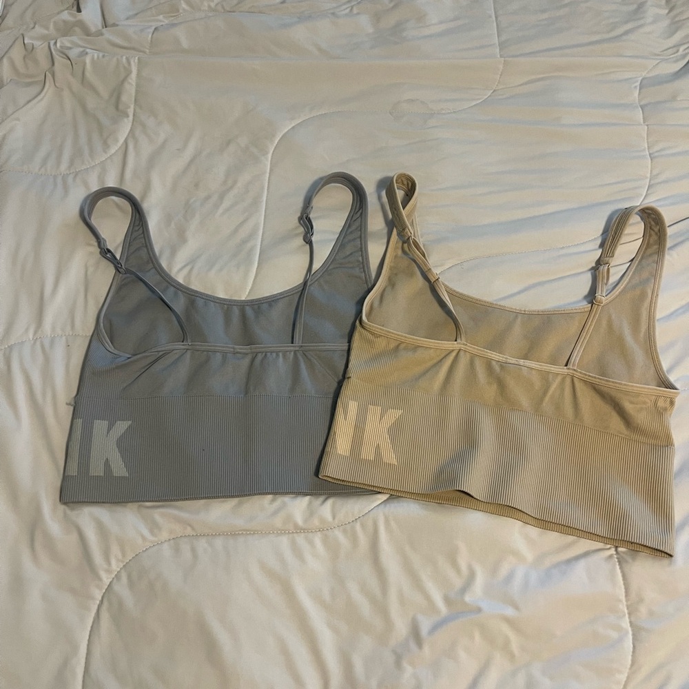 Victoria's Secret Ribbed Sports Bras - Gray and Tan